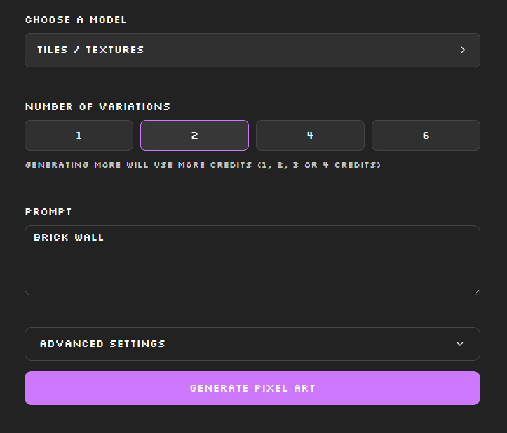 Pixel Art Generator Interface